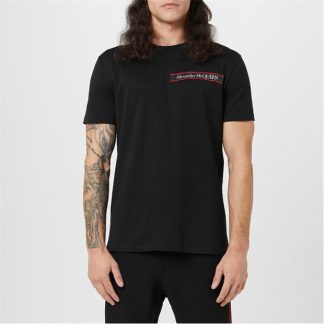 ALEXANDER MCQUEEN Logo Tape T Shirt Men Black 0901  for sale