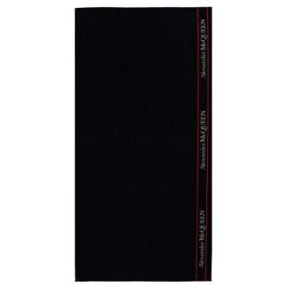 ALEXANDER MCQUEEN Logo Towel Unisex Black/Red 1078  for sale