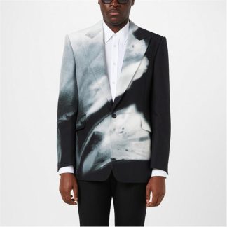 ALEXANDER MCQUEEN Luminous Flower Single-Breasted Blazer Men Black/White  for sale