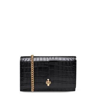 ALEXANDER MCQUEEN Mini Skull Crocodile Bag Women Black 1001  for sale