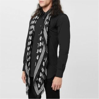 ALEXANDER MCQUEEN New Skull Scarf Unisex Black/Ivory1078  for sale