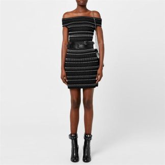 ALEXANDER MCQUEEN Off Shoulder Knitted Mini Dress Women Black  for sale