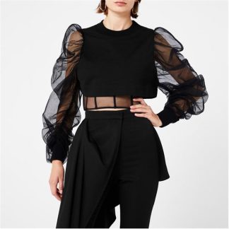 ALEXANDER MCQUEEN Organza Sweater Women Black 1000  for sale