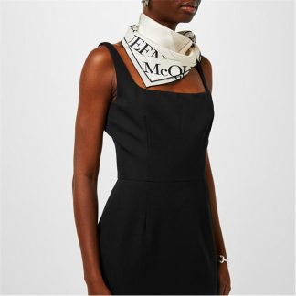 ALEXANDER MCQUEEN Origami Monogram Scarf Women Ivory/Black  for sale