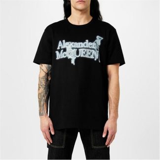 ALEXANDER MCQUEEN Oversized Neon Skellington T-Shirt Men Blk/Wht 0901  for sale