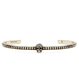 ALEXANDER MCQUEEN Pave Skull Cuff Women Cuff Bracelets Pale Gold 7185 for sale