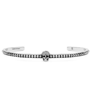 ALEXANDER MCQUEEN Pave Skull Cuff Women Cuff Bracelets Silver 1190 for sale