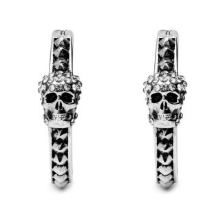 ALEXANDER MCQUEEN Pave Skull Earrings Women Hoop Earrings Silver 1190 for sale