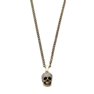 ALEXANDER MCQUEEN Pave Skull Long Necklace Women Gold 7286  for sale