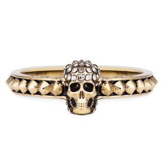 ALEXANDER MCQUEEN Pave Skull Ring Women Rings Pale Gold 7185 for sale