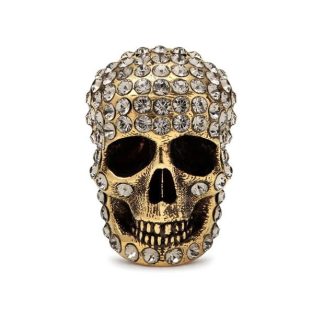 ALEXANDER MCQUEEN Pave Skull Stud Earring Women Gold 7286  for sale