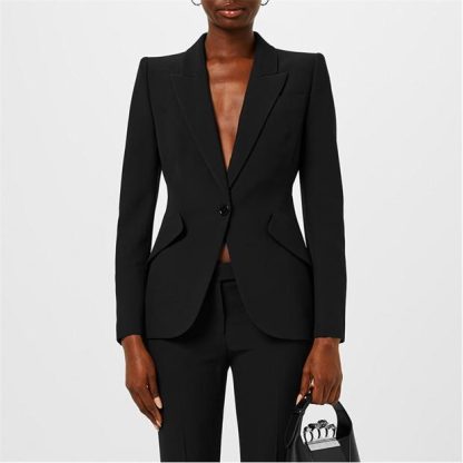 ALEXANDER MCQUEEN Peak Shoulder Jacket Women Black 1000  for sale