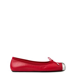 ALEXANDER MCQUEEN Punk Ballet Flats Women Ballet Pumps Red Slvr 6088 for sale