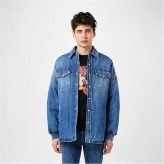 ALEXANDER MCQUEEN Seal-Embroidered Denim Jacket Men Blue Washed  for sale