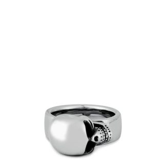 ALEXANDER MCQUEEN Side Skull Ring In Antique Silver Unisex Antil 0446  for sale