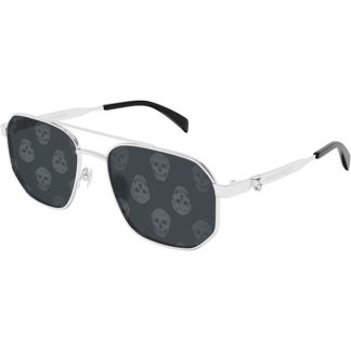 ALEXANDER MCQUEEN Skull Aviator Sunglasses Unisex Silver/Grey  for sale