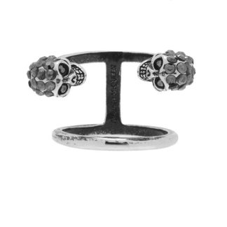 ALEXANDER MCQUEEN Skull Double Ring Women Silver 1177  for sale