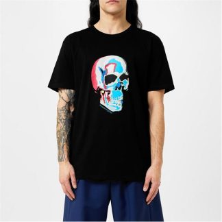 ALEXANDER MCQUEEN Skull-Graphic Cotton T-Shirt. Men Regular Fit T-Shirts Black/Mix 0901 for sale