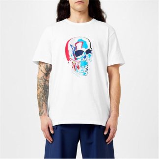 ALEXANDER MCQUEEN Skull-Graphic Cotton T-Shirt. Men Regular Fit T-Shirts White/Mix 0900 for sale