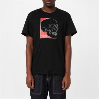 ALEXANDER MCQUEEN Skull Print T-Shirt Men Black/Red  for sale