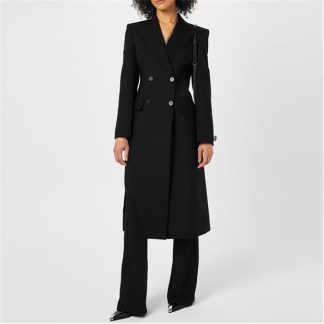 ALEXANDER MCQUEEN Slashed Double Breasted Tailored Coat Women Black 1000  for sale