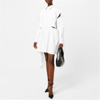 ALEXANDER MCQUEEN Slit Detail Shirt Dress Women White 9000  for sale