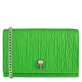 ALEXANDER MCQUEEN Small Pleated Skull Bag Women Acid Green 3800  for sale