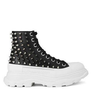 ALEXANDER MCQUEEN Studded Tread Slick Boot Women Blk/Slvr 1320  for sale