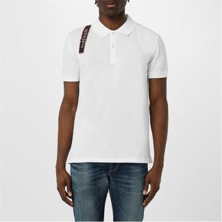 ALEXANDER MCQUEEN Tape Harness Polo Shirt Men Short Sleeve Polos White for sale