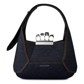 ALEXANDER MCQUEEN The Jewelled Hobo Bag Women Denim/Black  for sale