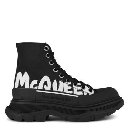 ALEXANDER MCQUEEN Tread Graffiti Hi Tops Women High Tops Blk/Wht 1006 for sale