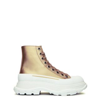 ALEXANDER MCQUEEN Tread Slick Boots Women High Tops Blush Whte 6709 for sale