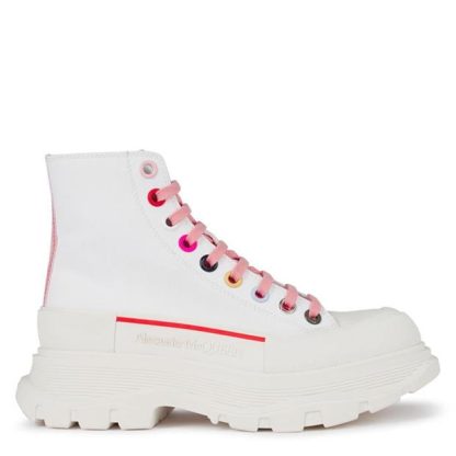 ALEXANDER MCQUEEN Tread Slick Boots Women High Tops Whte/Multi 9650 for sale