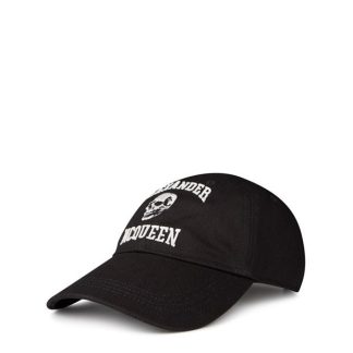 ALEXANDER MCQUEEN Varsity Skull Baseball Cap Men Baseball Caps Black/Ivory for sale