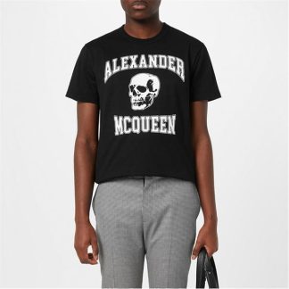 ALEXANDER MCQUEEN Varsity T-Shirt Men Regular Fit T-Shirts Black/White for sale