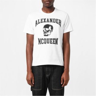 ALEXANDER MCQUEEN Varsity T-Shirt Men Regular Fit T-Shirts White/Black for sale