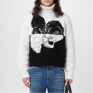 ALEXANDER MCQUEEN Wool Cashmere Rollneck Sweater Men Ivory/Black  for sale