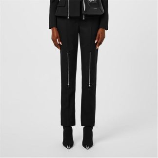 ALEXANDER MCQUEEN Zip Embellished Wool Trousers Women Black  for sale