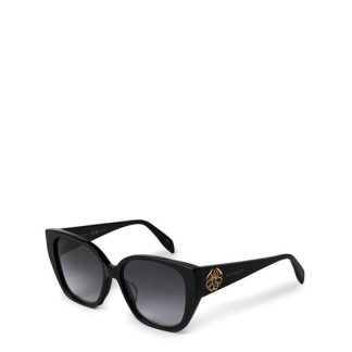 Alexander McQueen ALEXANDER MCQUEEN SUNGLASSES AM0284S Women Oversized Sunglasses BLACK for sale