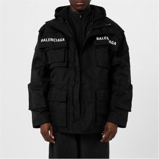 BALENCIAGA All In Parka Jacket Men Black 1000  for sale