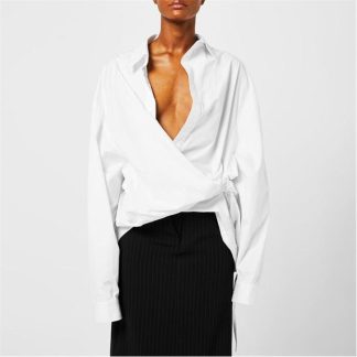 BALENCIAGA Asymmetrical Poplin Wrap Shirt Women White  for sale