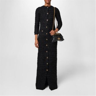 BALENCIAGA Back-To-Front Tweed Maxi Dress Women Black 1000  for sale