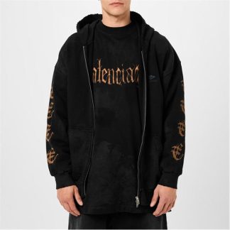 BALENCIAGA Bal Metal Zip Hoodie Sn34 Men Black  for sale