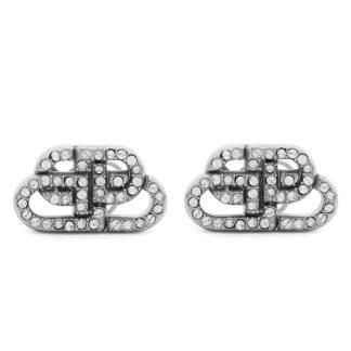 BALENCIAGA Bb Xs Stud Crystal Earrings Women Slvr/Cryst 7155  for sale