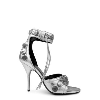 BALENCIAGA Cagole 110mm Sandals Women Heeled Sandals Silver 8010 for sale