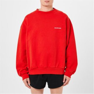 BALENCIAGA Classic Logo Crew Sweatshirt Men Bright Red 3168  for sale