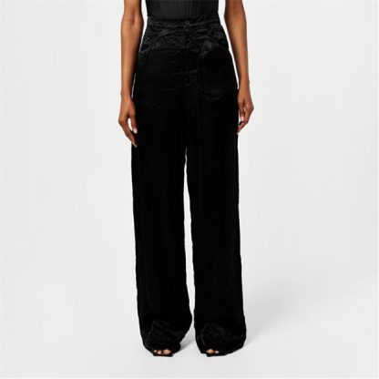 BALENCIAGA Crinkled Satin Pants Women Black 1000  for sale