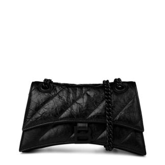 BALENCIAGA Crushed Quilted Chain Shoulder Bag Women Black 1000  for sale