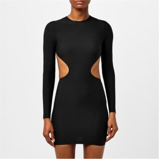 BALENCIAGA Cut Out Long Sleeve Mini Dress Women Black  for sale