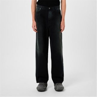 BALENCIAGA Denim Size Sticker Baggy Trousers Men Sunblchd Black  for sale